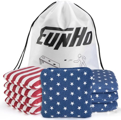 EunHo Cornhole Bags - Set of 8 Regulation Size All-Weather Bean Bags with Carry Case