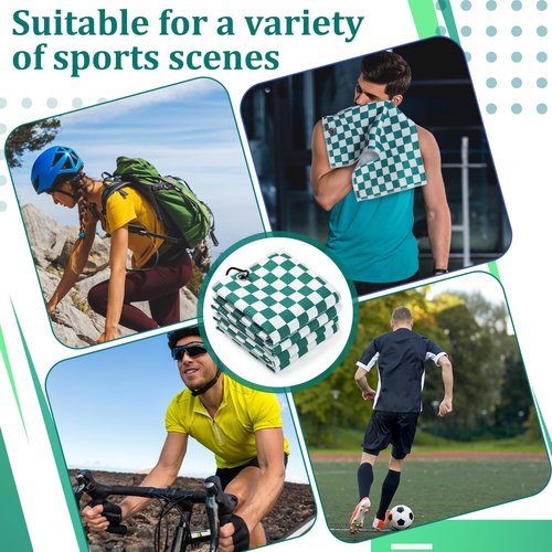 SmoothNovelty 12 Pcs Golf Towels Bulk for Bags Microfiber Waffle Pattern Golf Towel with Clip 16'' x 16'', Ultra Absorbent Quick-Dry, Mini Tournament Yoga Fitness Men's Gifts(Emerald Green)