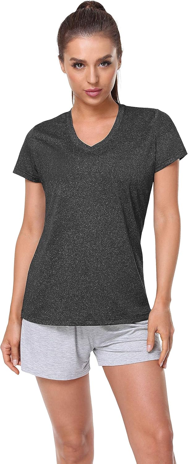Xelky Women's Dry Fit T-Shirt - Moisture-Wicking V-Neck Athletic Tee | 3-4 Pack Activewear