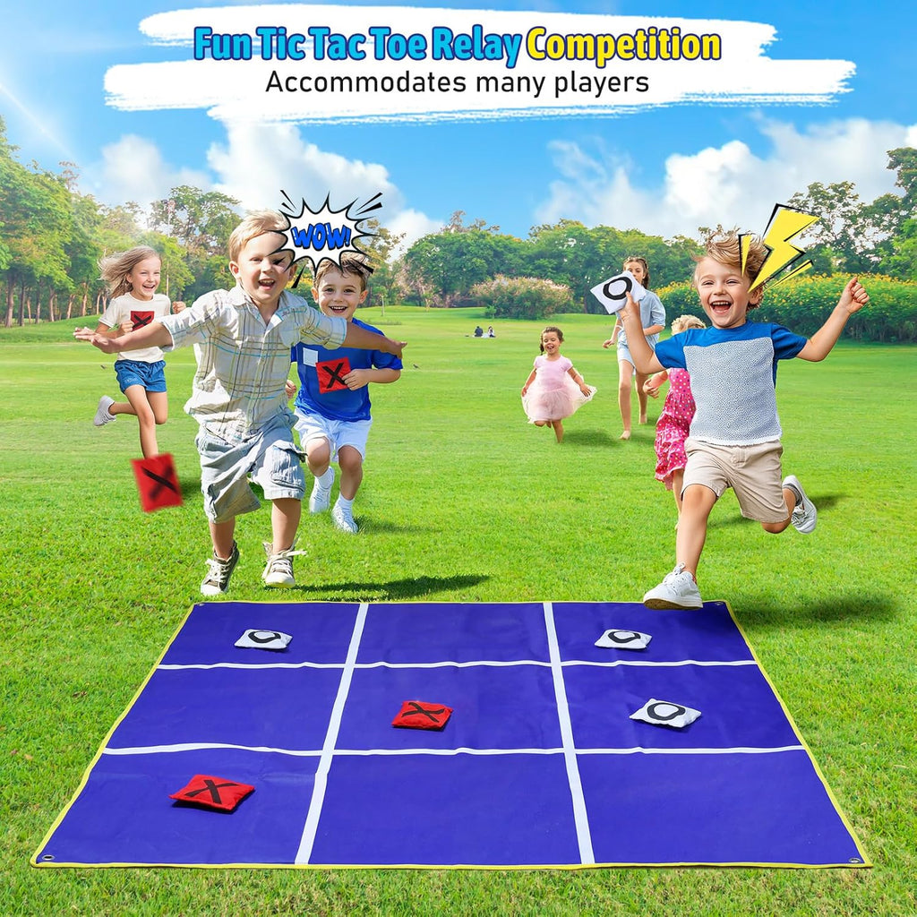 Skiennix 2-in-1 Outdoor Giant Tic Tac Toe & Bean Bag Toss Game - 4.5Ft Double-Sided for Family Fun