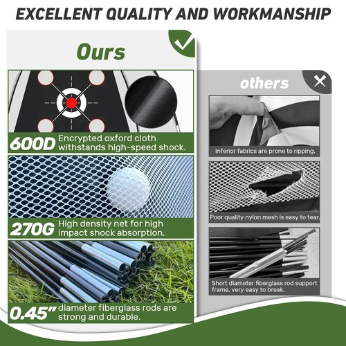 KLAODOT Golf Net with Practice Mat,Golf Hitting Aid Nets 10x7FT for Backyard Driving Chipping Training Swing with Target Mat Balls for Outdoor Indoor，Gifts for Men Dad Him and Golfer