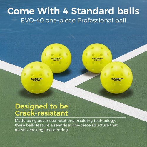 Ginullus X Blazerstar Pickleball Paddles Set of 2, USAPA Approved, Fiberglass Surface Pickleball Rackets with 4 Durable Outdoor Balls and 1 Bag, Ideal for Beginner, Gifts for Women and Men