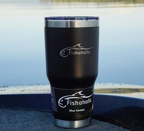 Fishoholic Tumbler - 20oz or 30oz Stainless Steel Mug with Magnetic Slide Lid | Double Wall, Vacuum Insulated for Hot & Cold Drinks