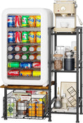 Yuyetuyo Mini Fridge Stand - Stylish Coffee Bar & Wine Cabinet Storage for Dorm, Apartment, Office
