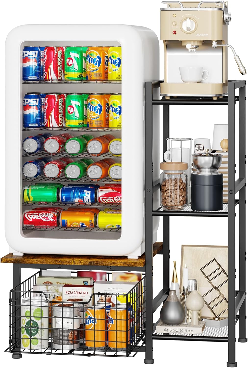 Yuyetuyo Mini Fridge Stand - Stylish Coffee Bar & Wine Cabinet Storage for Dorm, Apartment, Office