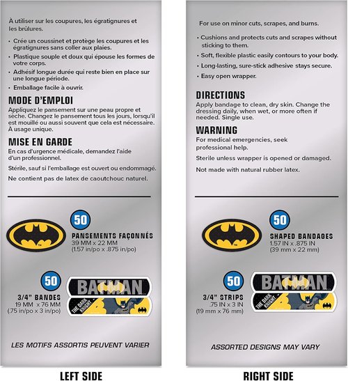 Batman Bandages - Superhero Adhesive Bandages for Kids | Flexible, 100 Count for Cuts & Scrapes