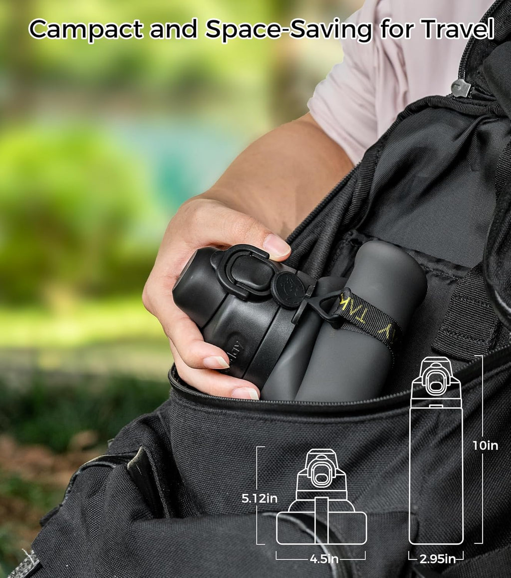 TakeToday Travel Water Bottle - Collapsible & Insulated Design for Easy Portability