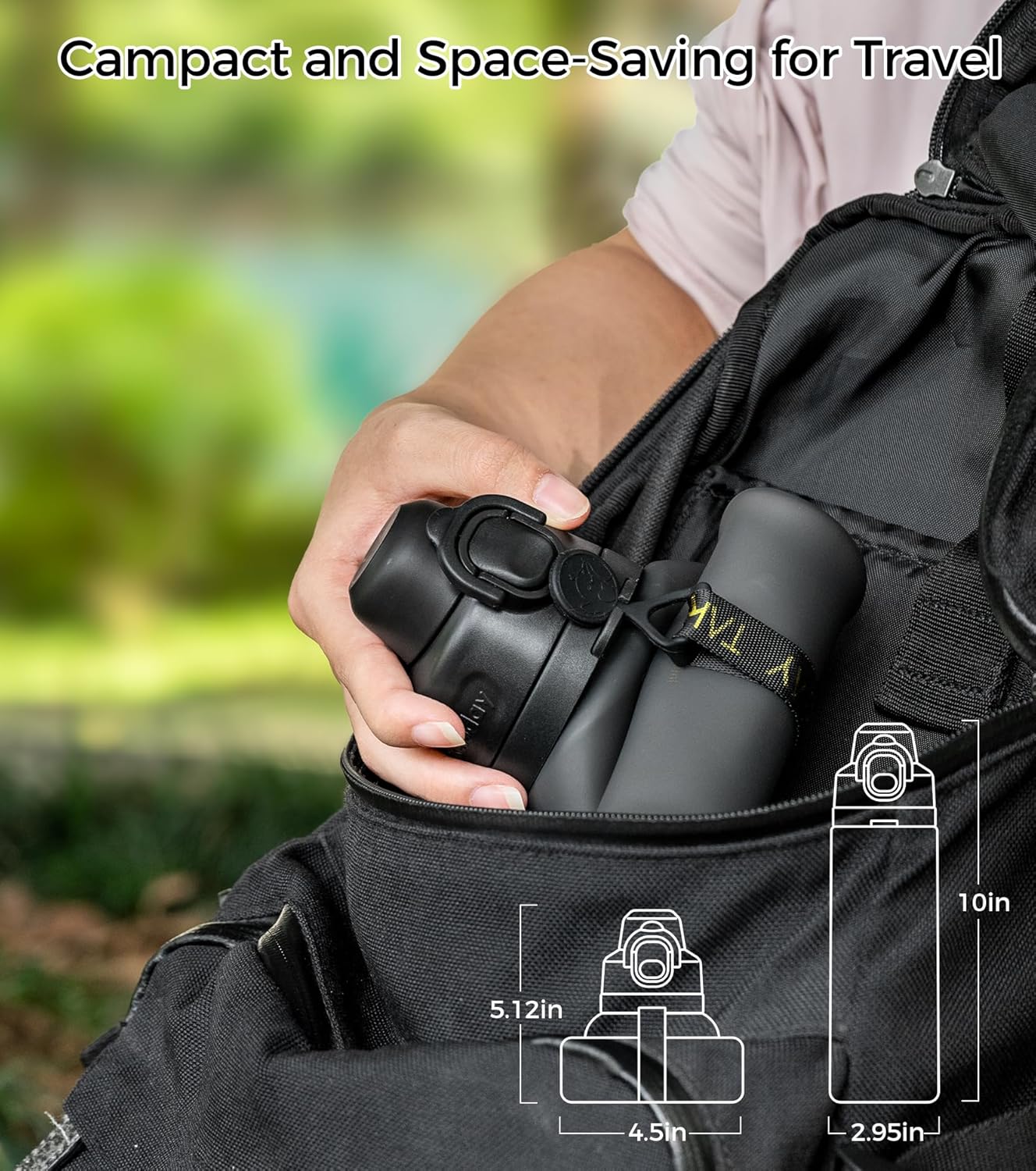 TakeToday Travel Water Bottle - Collapsible & Insulated Design for Easy Portability