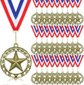 Gold Star Medals - 24 Pcs 2'' Winner Medals with Neck Ribbon | Perfect for Sports Awards & Competitions
