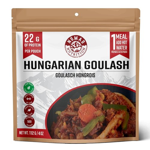 Nomad Nutrition Hungarian Goulash - Instant Freeze-Dried Camping Food | Plant-Based, Vegan, Gluten-Free | 112g