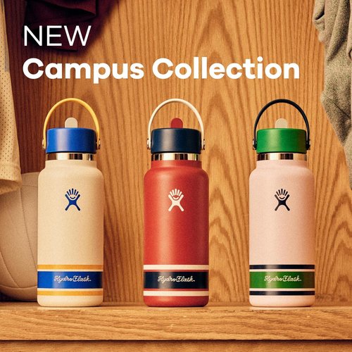 Hydro Flask Water Bottle - Insulated Stainless Steel - 32 Oz Wide Mouth with Flex Straw Lid | Campus Ivory