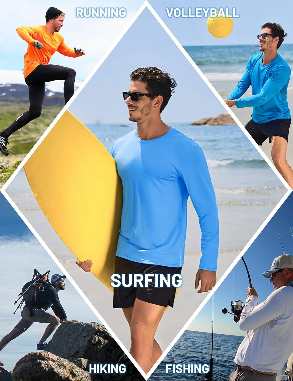 TACVASEN Men's Long Sleeve UV Protection Shirt - Quick Dry Lightweight Rash Guard for Fishing & Running