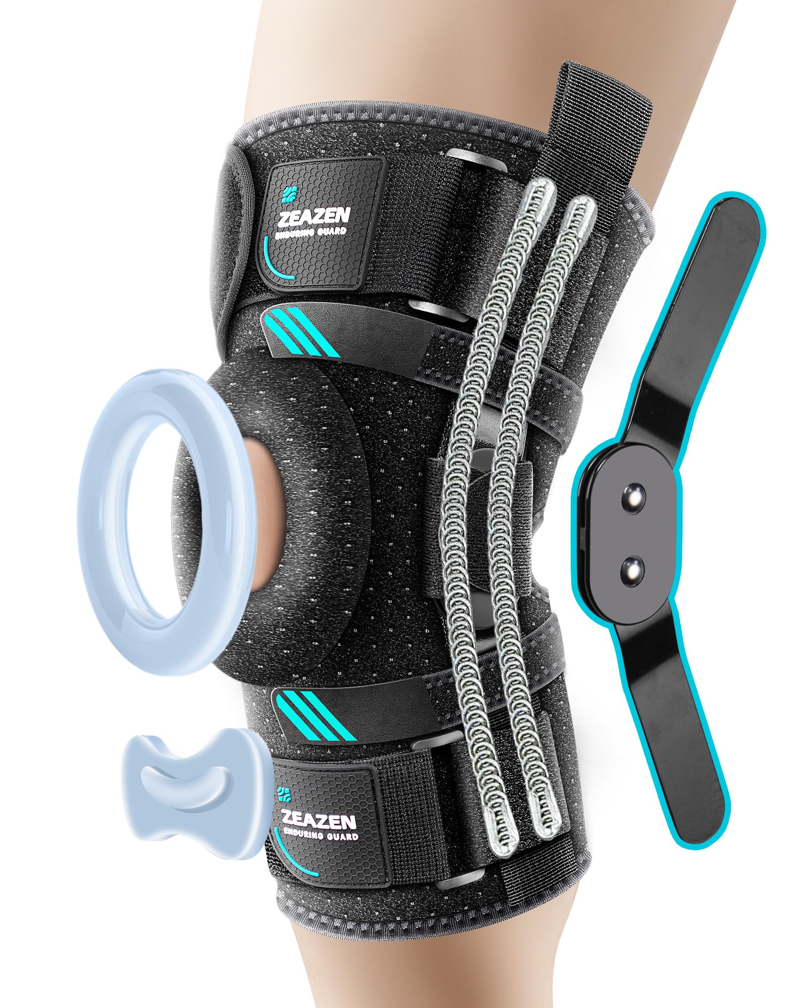 ZEAZEN Hinged Knee Brace with Dual Metal Side Stabilizers & Patella Support – Adjustable Open Patella Knee Support for Men and Women – Helps with ACL, MCL, Meniscus Issues – Breathable Design for Sports, Running, Workout (Medium)