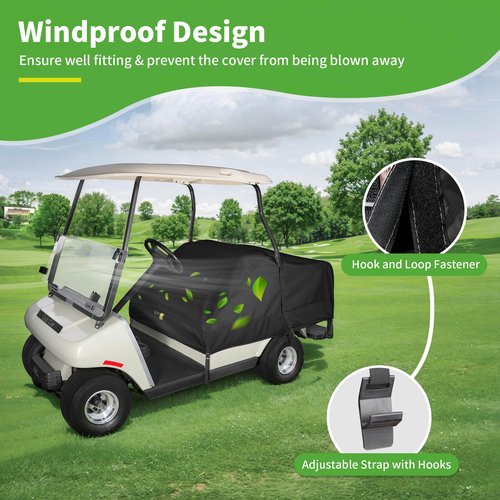 10L0L Waterproof Golf Cart Seat Cover for Club Car, EZGO, Yamaha, 4 Passenger 2+2 Seat Rain/Dust Covers, 600D Oxford Fabric, UV Resistant, All Weather Protector for Front & Rear Seat, Easy On/Off
