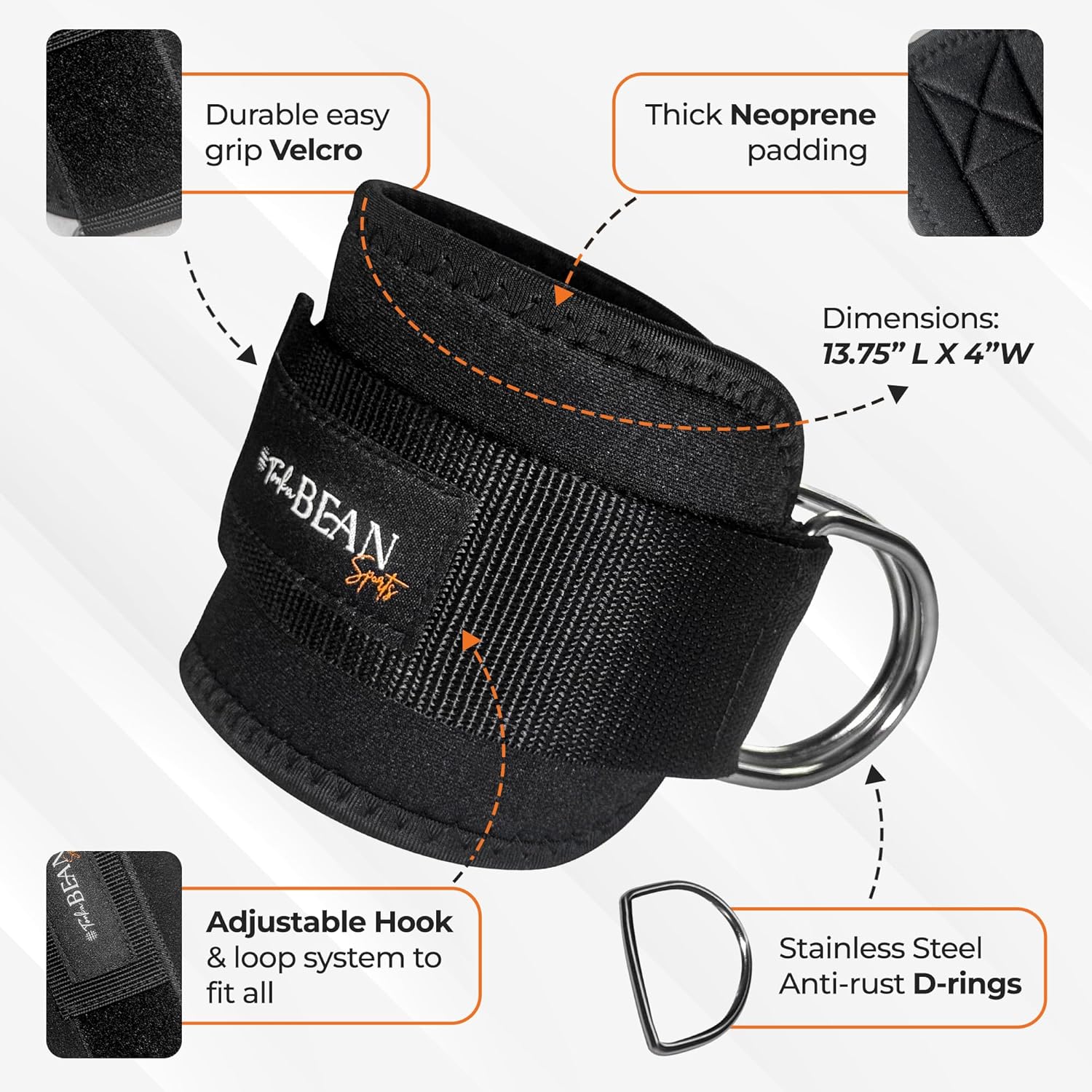 TONKA BEAN Ankle Straps - Adjustable Neoprene Cuffs for Cable Machines | Perfect for Glute Workouts & Leg Extensions