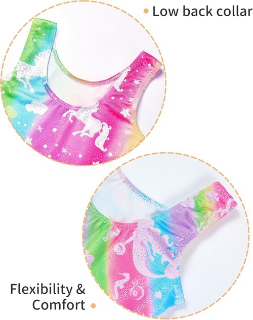 Leotard for Girls by [Brand Name] - Sparkly Sleeveless Gymnastics Unitard with Shorts | 2 Pack
