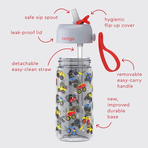 Bentgo® Kids Lunch Bag Set - New & Improved 2023 Water Bottle for Trucks | Durable & Stylish