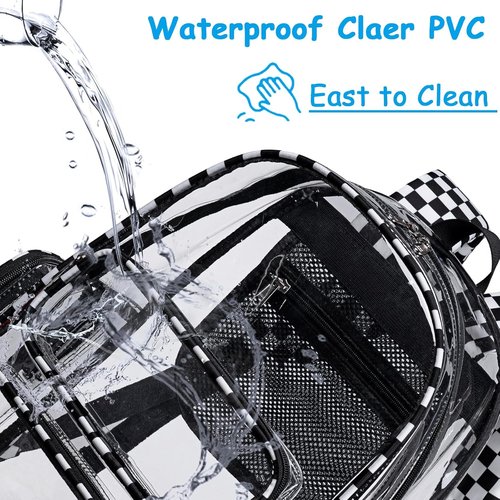 CAMTOP Clear Backpack - Heavy Duty Transparent Book Bag for School, Work & Travel | Check Design