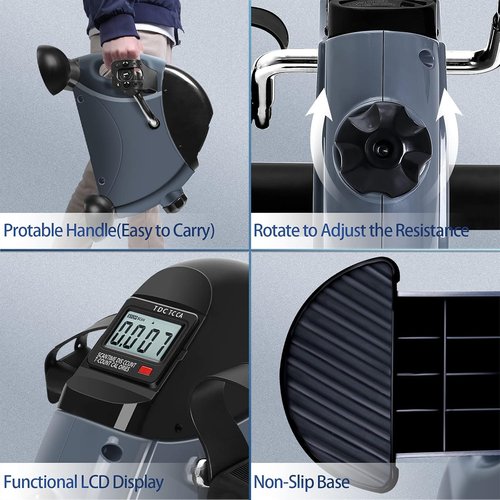 Himaly Mini Exercise Bike - Portable Under Desk Pedal Exerciser with LCD Screen for Arm & Leg Workouts