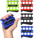 Finger Strengthener - Finger Exerciser for Forearm and Hand Strengthener - Hand Grip Workout Equipment for Musician, Rock Climbing and Therapy (4 Pack - Blue Black Red Green)