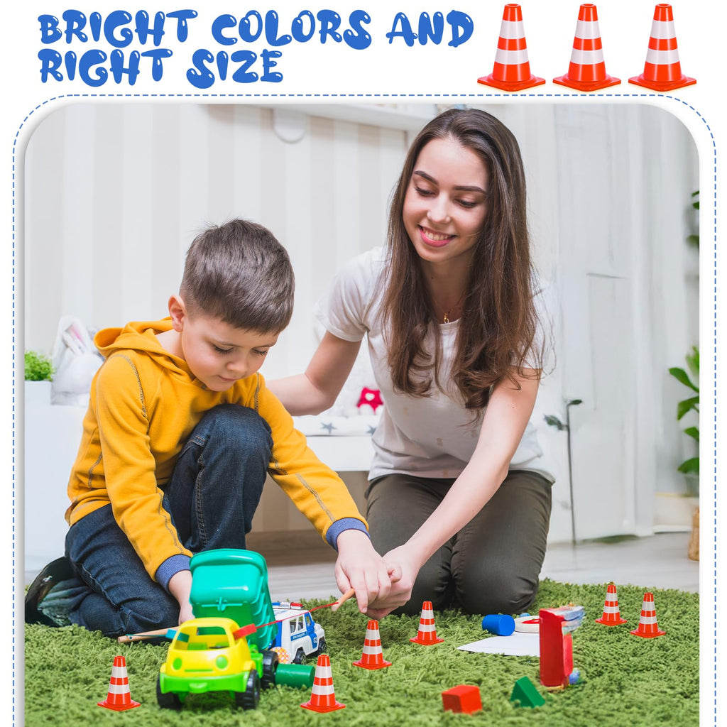 30 PCS Mini Traffic Cones, 1" Mini Construction Cones, Small Orange Cone Roadblock Signs, Orange Traffic Caution Signs for Sports Training Micro Landscape Sand Table