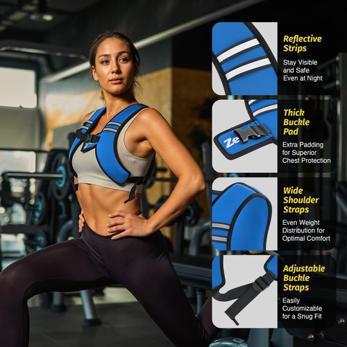 ZELUS Weighted Vest, Washable Z-Fit Soft Iron Weighted Vest for Women and Men, 5/10/15 lb Weight Vest with Reflective Strips & Adjustable Straps, Ultra Thin Weight Vest for Gym Strength Training, (5lb) Light Blue