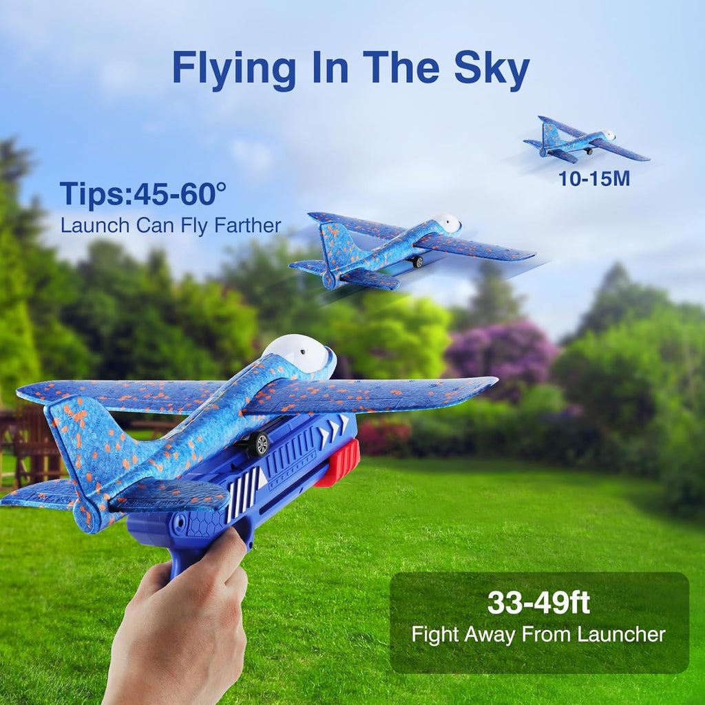 Wesfuner Foam Airplane Launcher Toys - 3 Pack with 2 Flight Modes | Perfect Outdoor Gift for Kids Ages 3-12