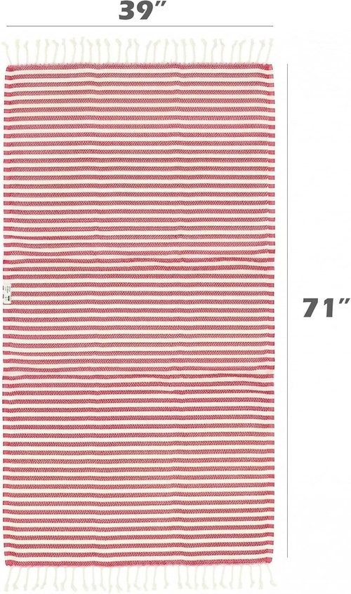 Bazaar Anatolia Turkish Beach Towel - Oversized 100% Cotton, Quick Dry & Sand Free - 71x39 Inches, Arpa Red