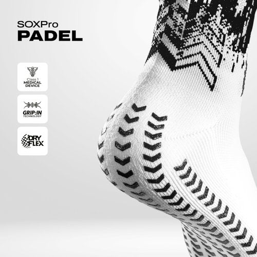 GEARXPro – Padel, Pickelball Socks – Stability & Performance Boost – Reduced Distortions – Heel Protection & Comfort Fit (US, Alpha, Large, Regular, Regular, White Black)