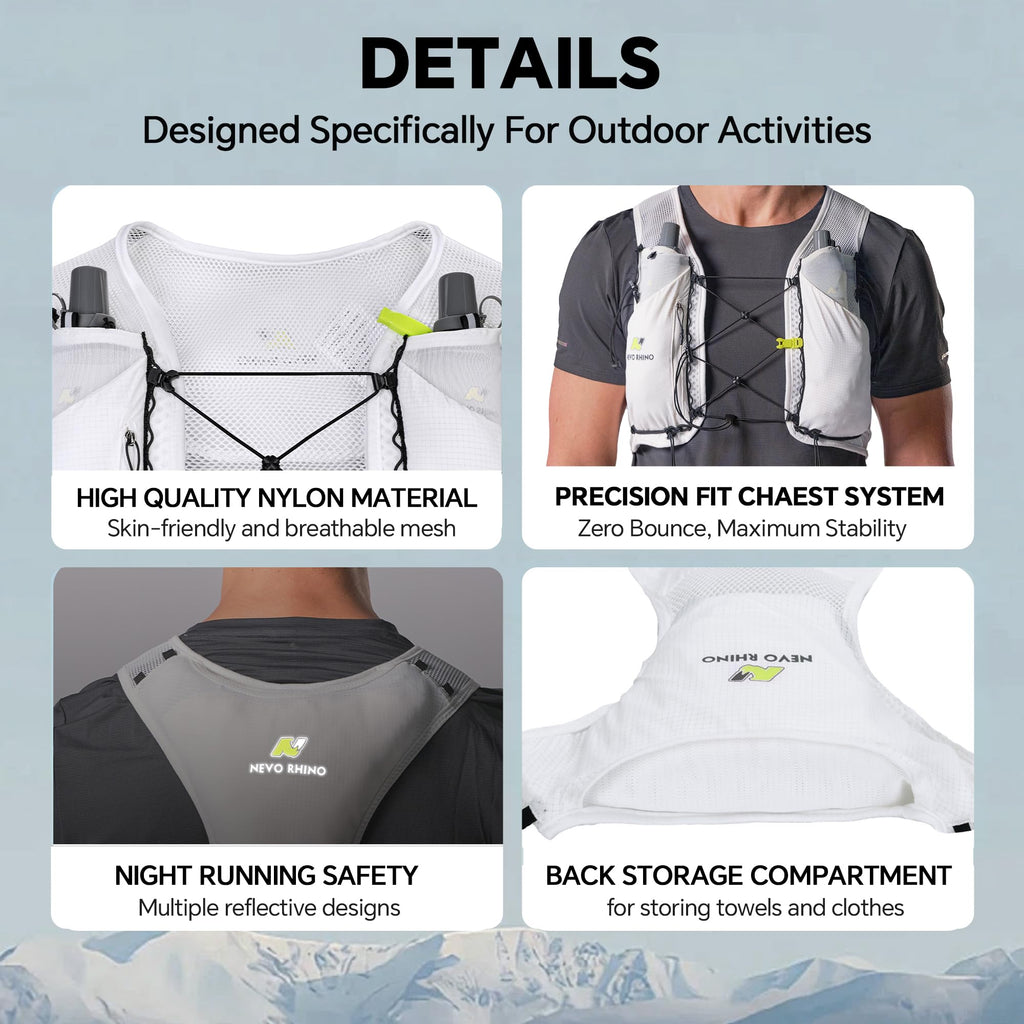 Running Hydration Vest for Women Men, Lightweight Water Vest with 2 TPU 250ML Soft Flask, Adjustable Chest Straps Hydration Backpack for Shorter Runs