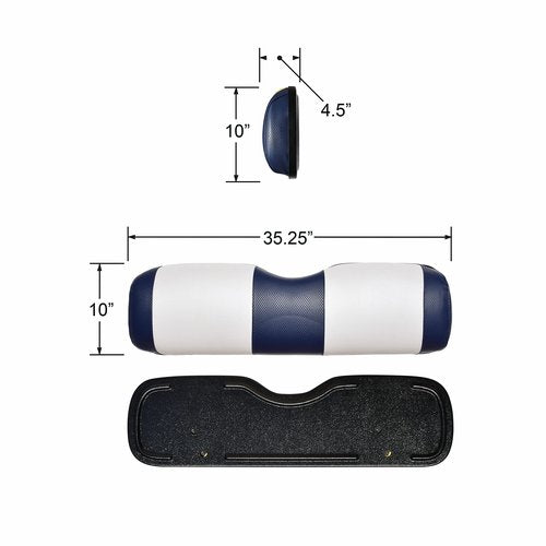 EZGO TXT Replacement Golf Cart Seat Cover Staple On Installation - 2 Piece - Premium Marine Vinyl - 5 Panel Stitching - Two-Tone (Blue & White)
