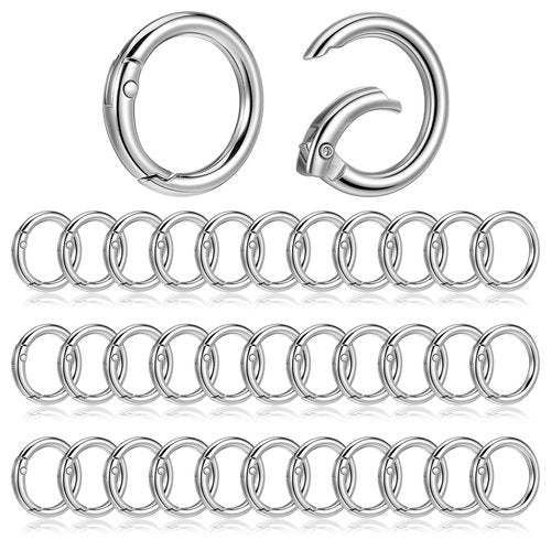 100 Pcs Spring O Rings Round Carabiner Snap Clip, 28MM Zinc Alloy Round Keychain Spring O Ring Clip, Bag, Purse, Handbag