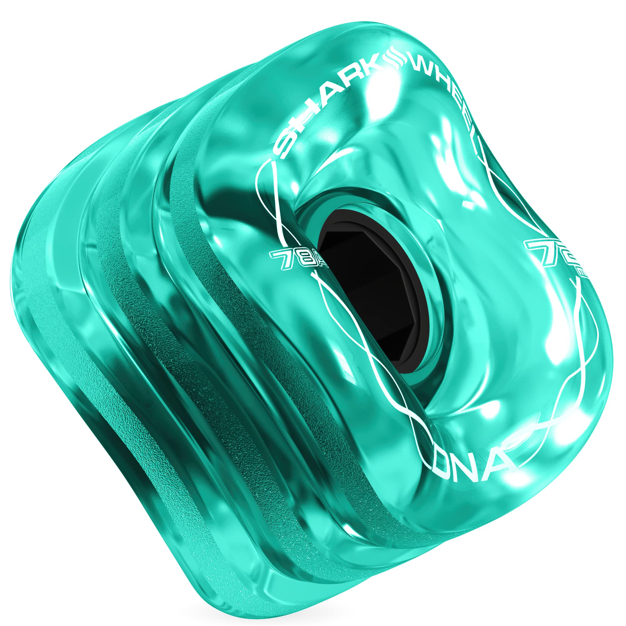 Shark Wheel 72mm 78a Longboard Cruising Wheels, DNA Formula, Set of 4 Wheels (.Transparent Emerald., 72mm)