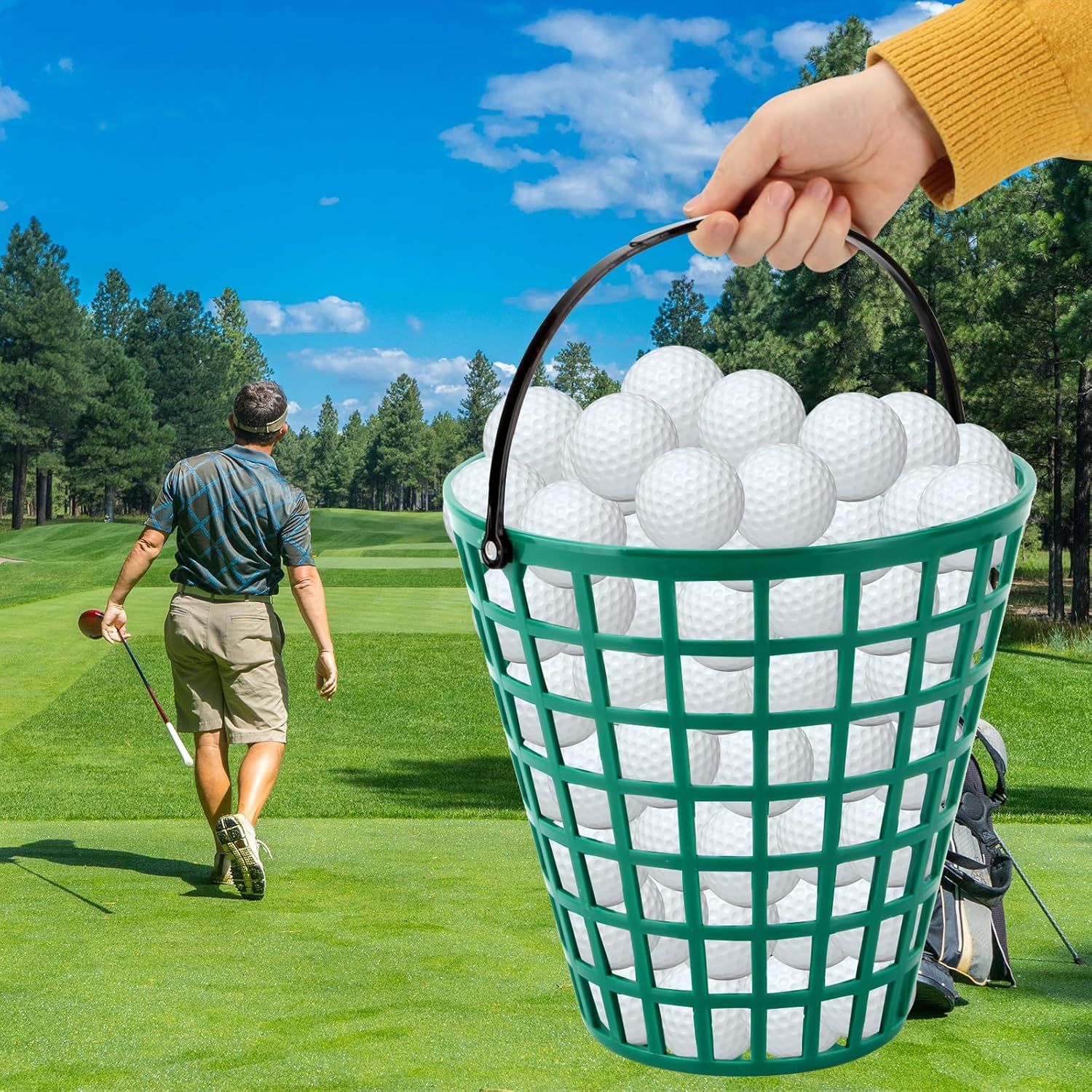 Skiennix Golf Ball Basket - 2 Pack ABS Container with Handle for Easy Storage & Transport