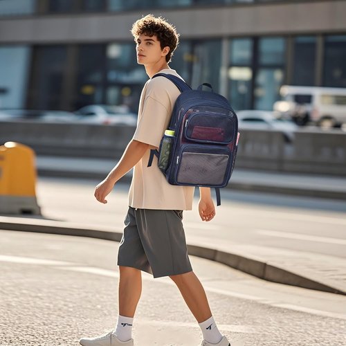 MAY TREE Heavy-Duty Mesh Backpack - Large Capacity for Travel, Beach & Hiking | Padded Straps