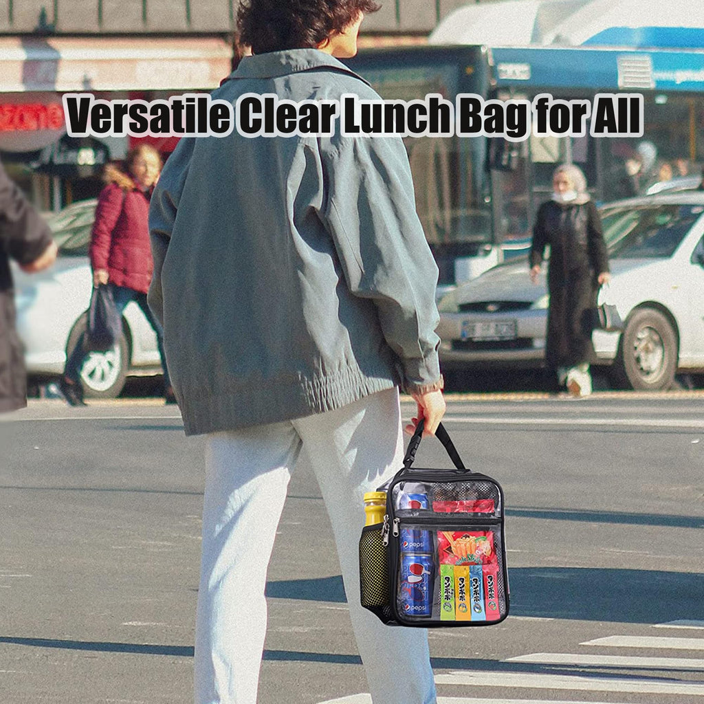 Oraben Stadium Approved Clear Lunch Bag for Sprots Work Durable Clear Lunch Bags Durable PVC Plastic See Through Lunch Bag for Men Women