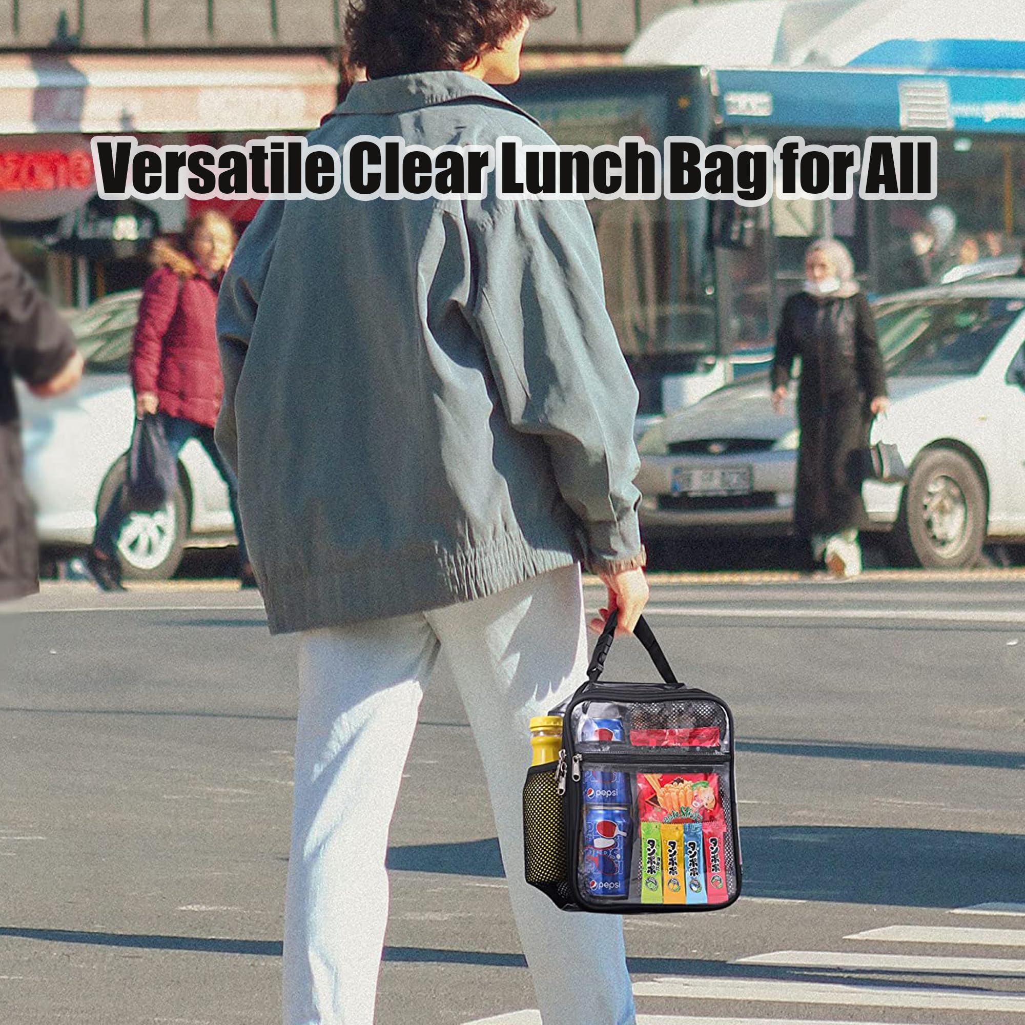 Oraben Stadium Approved Clear Lunch Bag for Sprots Work Durable Clear Lunch Bags Durable PVC Plastic See Through Lunch Bag for Men Women