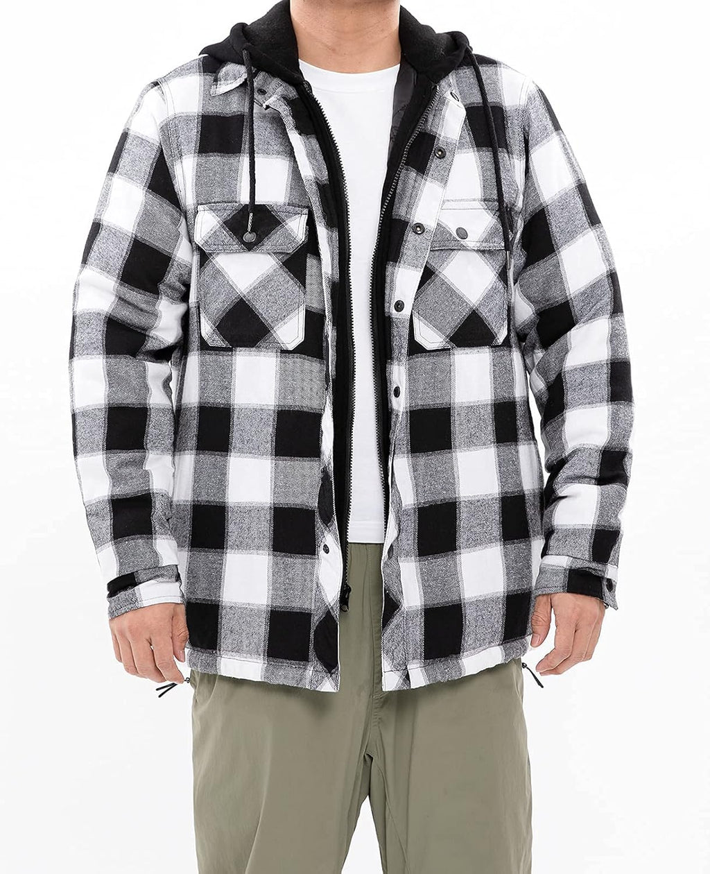 ThCreasa Men's Flannel Jacket - Quilted Lined Plaid Design with Hood | Stylish & Warm