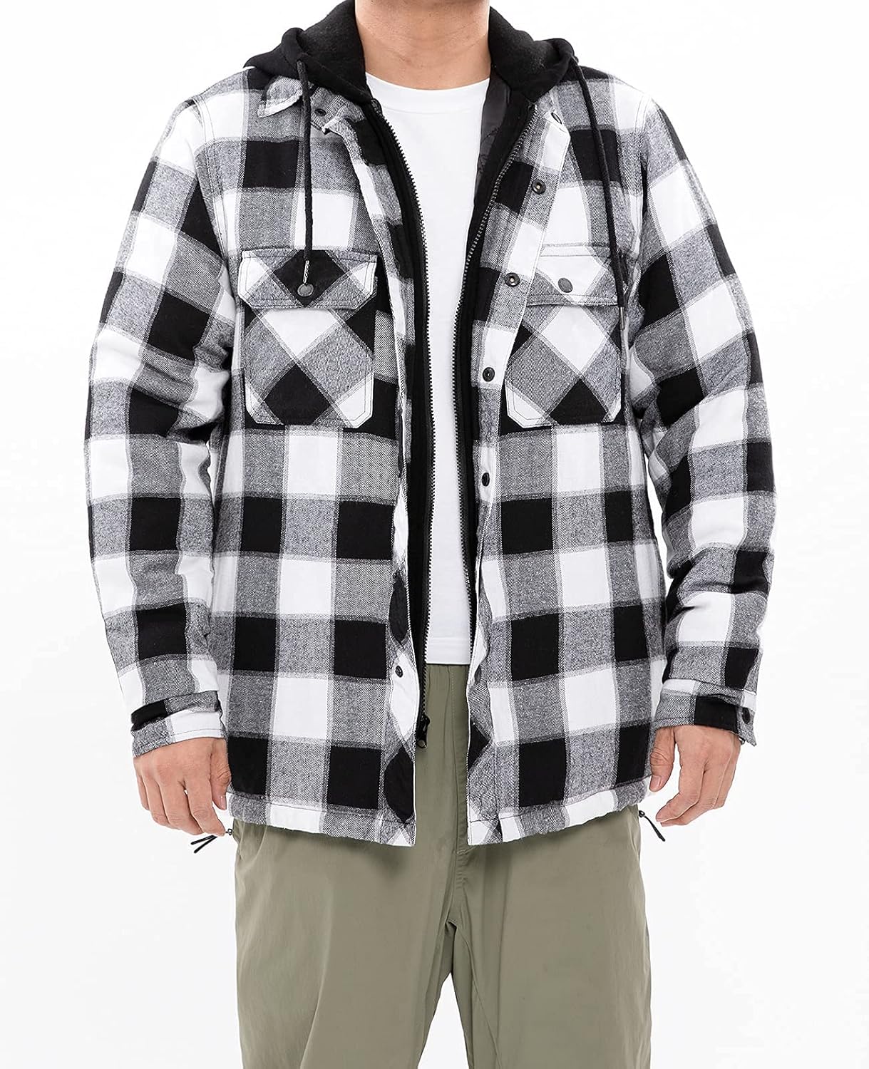 ThCreasa Men's Flannel Jacket - Quilted Lined Plaid Design with Hood | Stylish & Warm