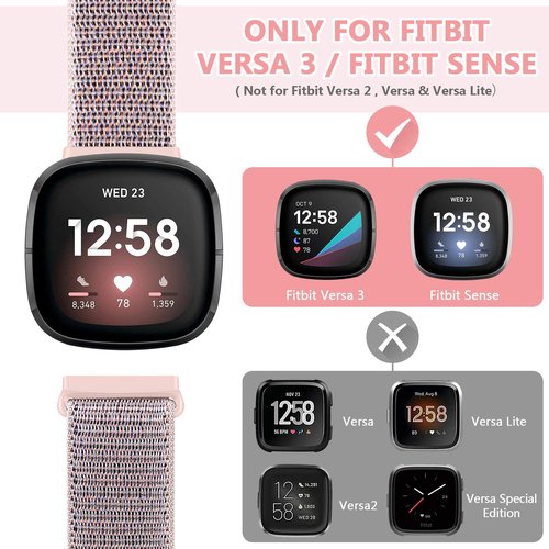 AVOD Nylon Bands Compatible with Fitbit Versa 4/Sense 2/Versa 3/Fitbit Sense, Soft Breathable Sport Adjustable Replacement Strap Women Man Wristband Accessories