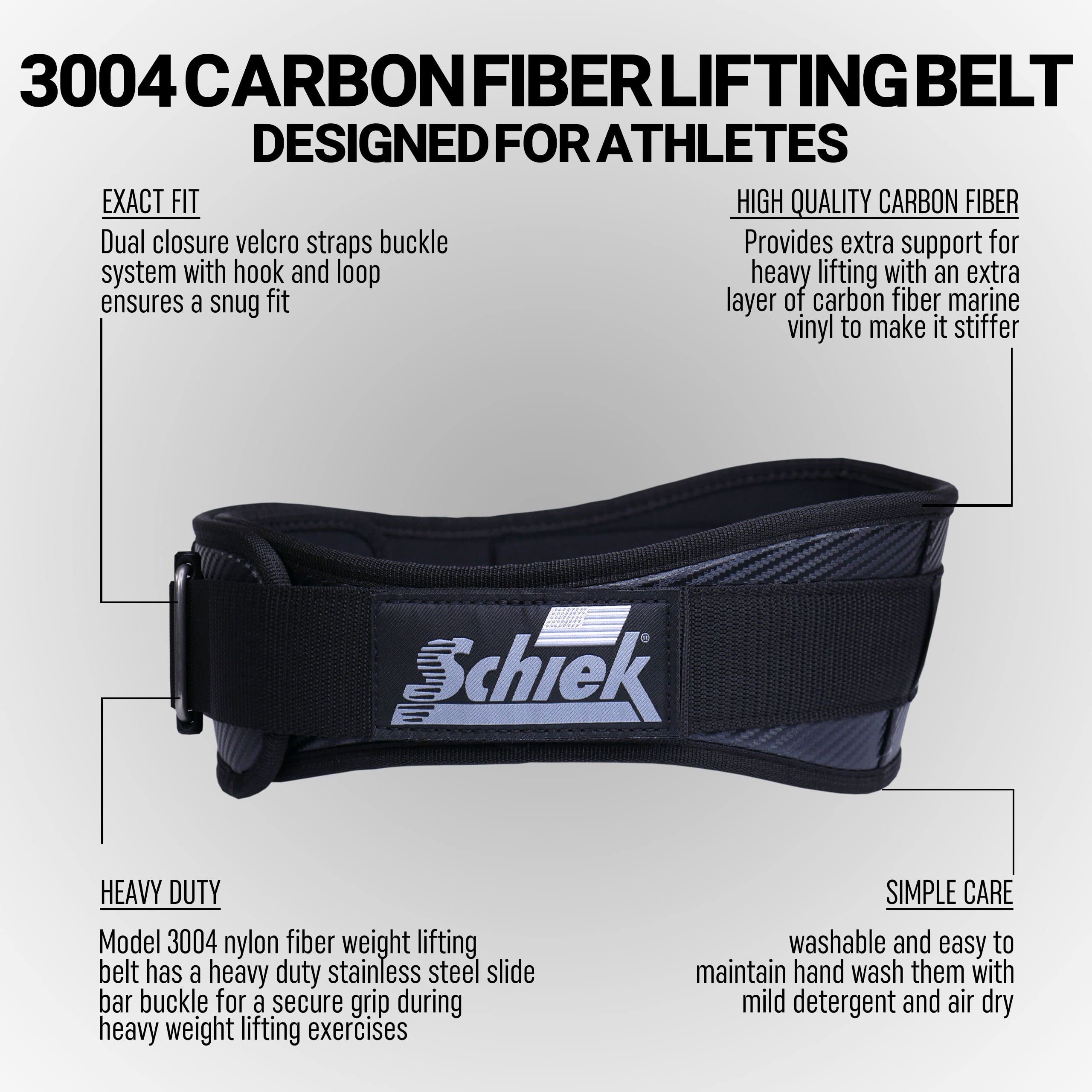 Schiek Sports 3004 Carbon Fiber Lifting Belt - Power Lifting Gym Belts for Lower Back Support