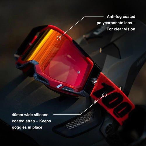 100% STRATA 2 Goggles - Sports Goggles for Motocross & Mountain Biking - Eyewear for Bike Riders - Motocross Eyewear for Men - Blue, Clear Lens