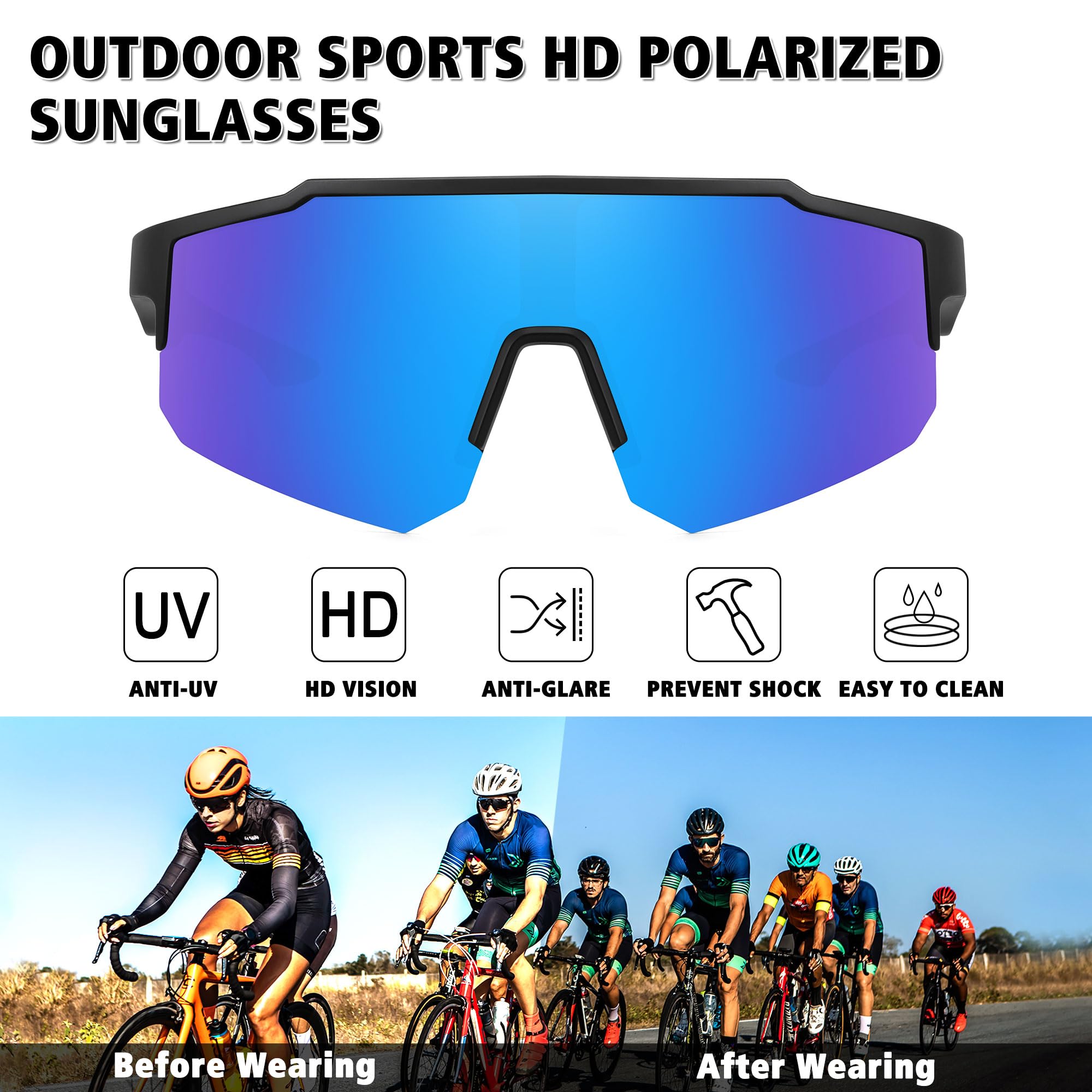 STORYCOAST Polarized Sports Sunglasses for Men Women Fishing Cycling Bike Running Sun Glasses UV Protection