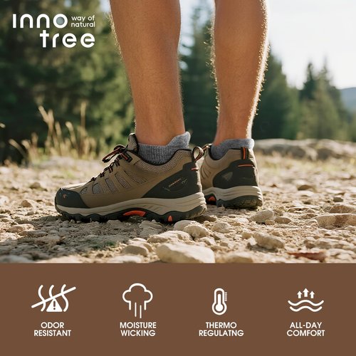 innotree Merino Wool Ankle Socks for Men & Women Running Hiking Athletic Low Cut Thick Cushion No Show Socks, 5 Pairs, Large