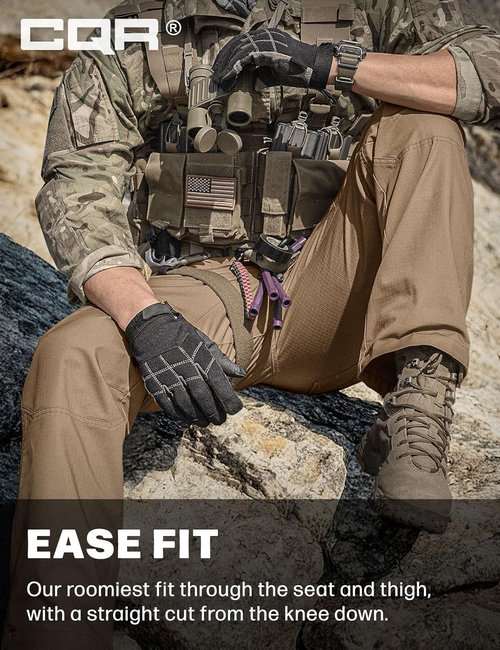 CQR Men's Tactical Pants - Lightweight Water Resistant Ripstop Cargo Pants for Outdoor Activities
