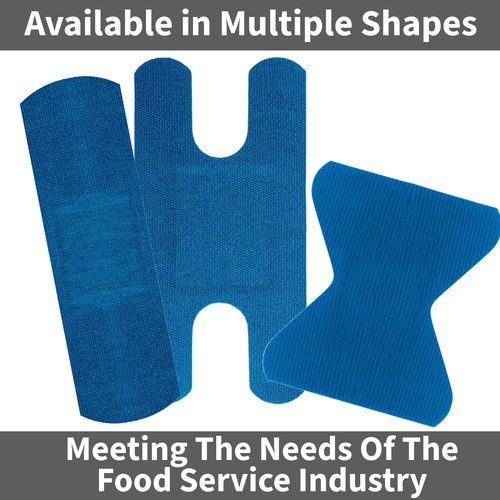 Vakly Metal Detectable Blue Fabric Adhesive Bandages 3 x 1 in (200 Pack) – Food Service Flexible Breathable Bandage Strips with Non-Stick Pad, Latex Free for First Aid & Kitchen Safety