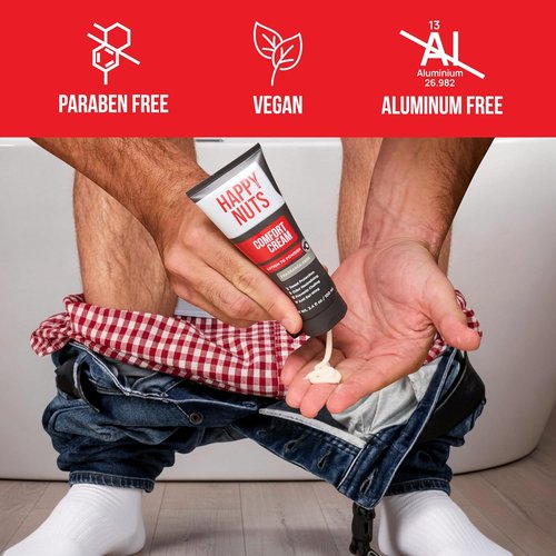 HAPPY NUTS Comfort Cream Deodorant - Anti-Chafing Sweat Defense & Odor Control | Aluminum-Free, 3.4 Fl Oz (3 Pack)