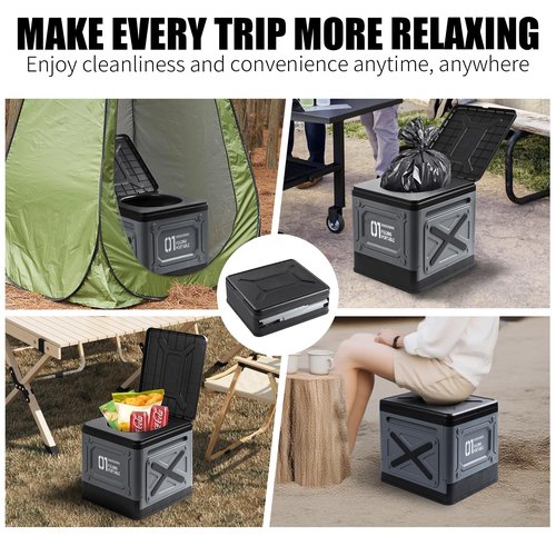 SJUX Portable Toilet for Adults, Collapsible Travel Toilet for Camping, Car, Boat & Emergency Use – Lightweight Folding Potty with Lid & Bag, Compact for Outdoor & RV