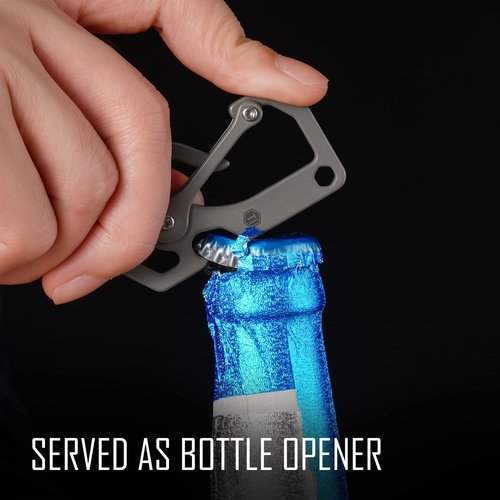 KeyUnity Titanium Carabiner Keychain Tool, 3 Functions in 1 Multitool for Everyday Carry (KU06)