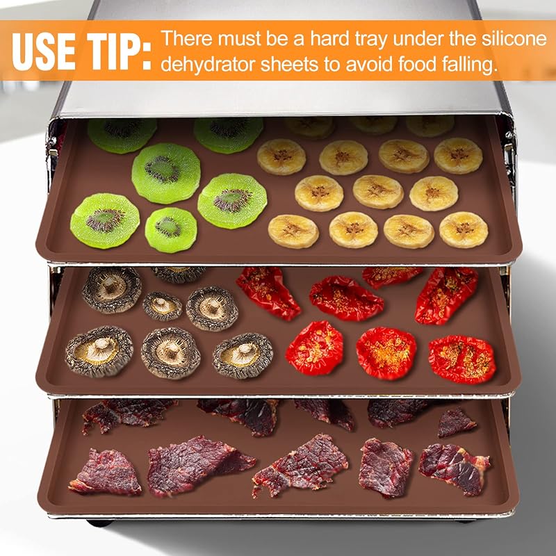 6Pcs Silicone Food Dehydrator Sheets with Edge, Non-Stick Tray Liner - 13.7" x 13.7" (Variation: 6pcs)